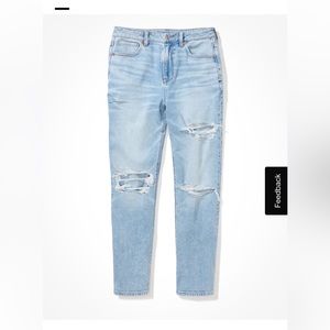 American Eagle Stretch Ripped Mom Straight Jean sz 10